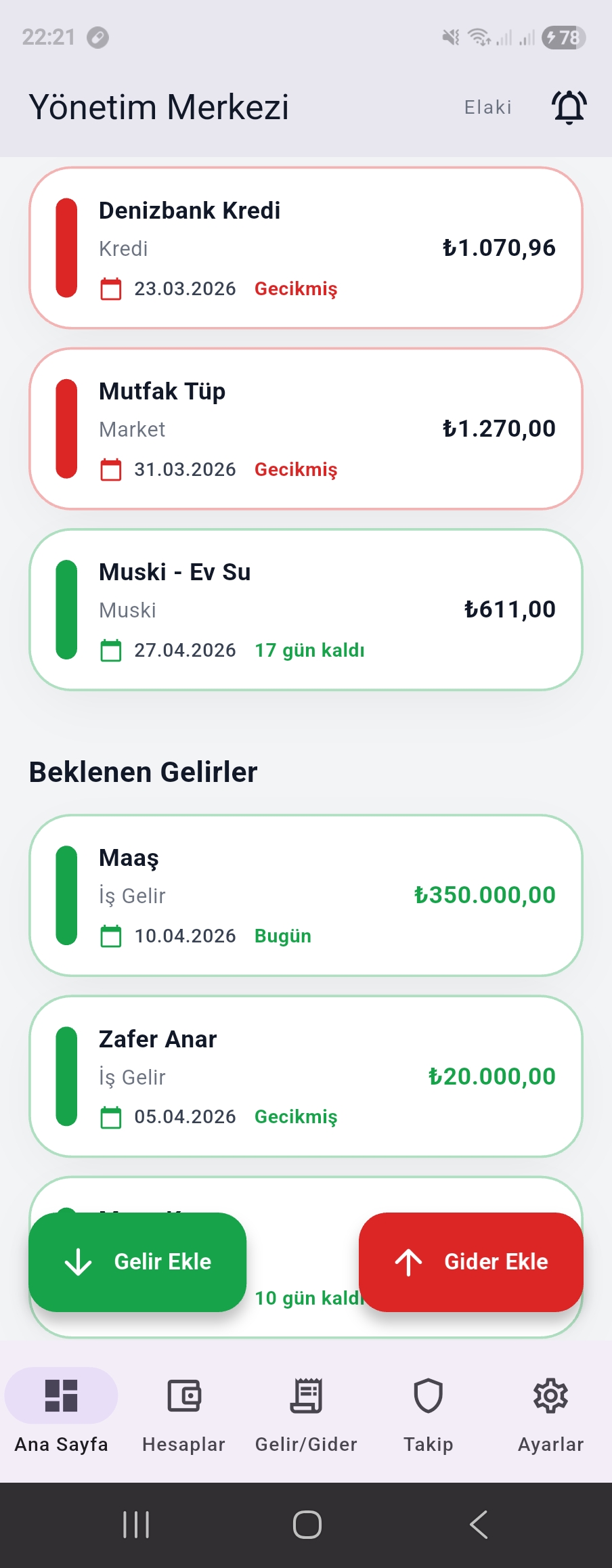 Elaki Finans Analiz Ekranı