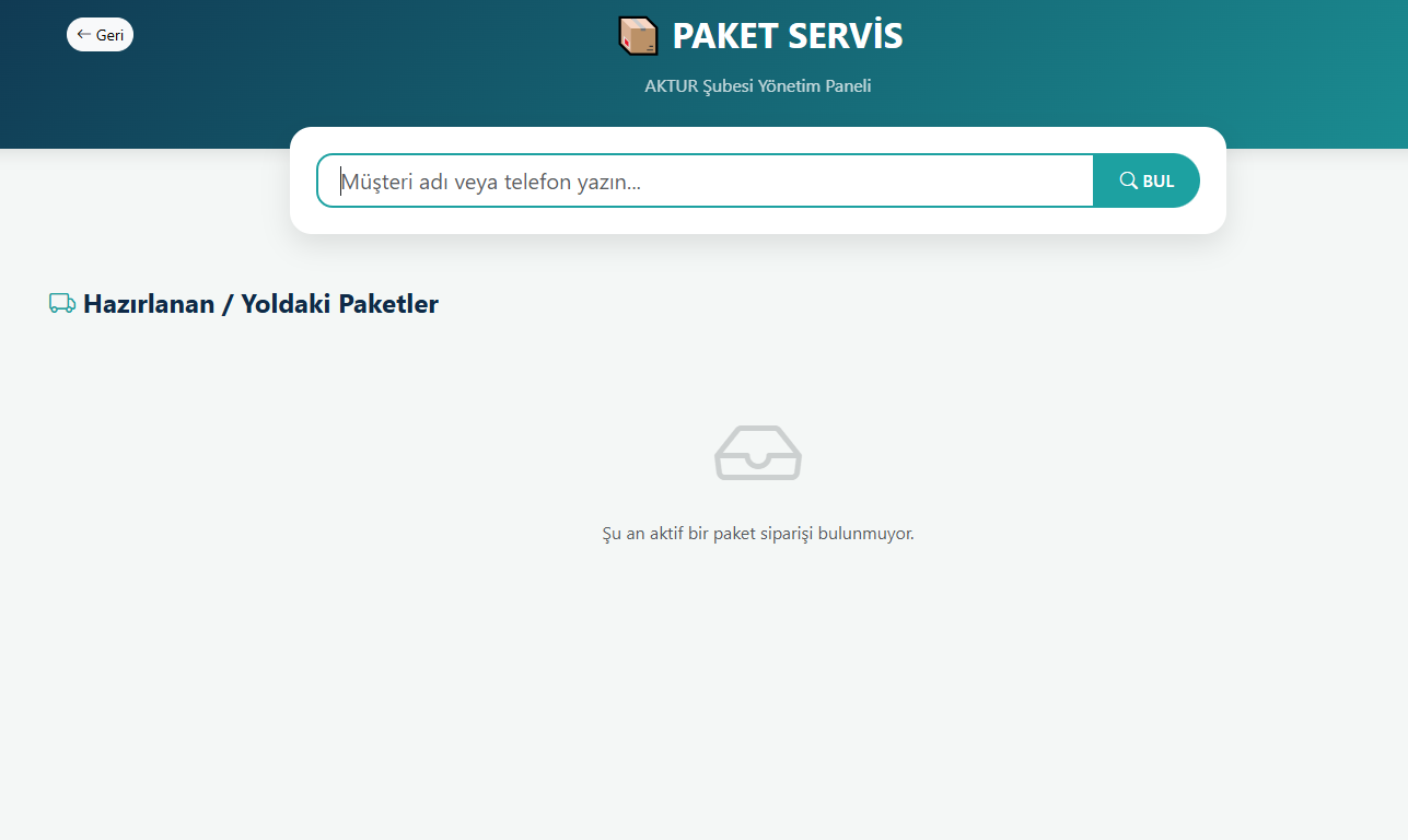 Paket servis ekranı